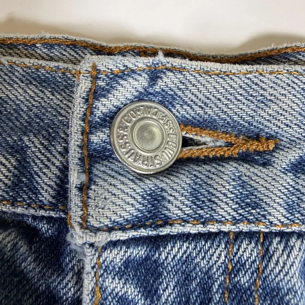 Levi's 505 Jeans Mens 36x30 Blue Denim Faded Distressed Regular Fit Straight Leg